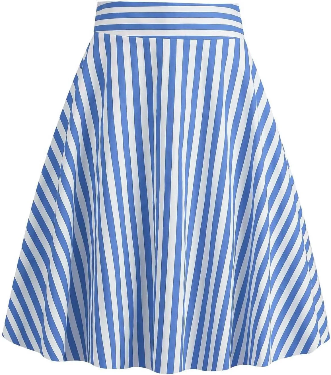 1950s Vintage Skirts for Women High Waist A-Line Flared Skirt Office Casual Knee Length Striped Mini Skirt
