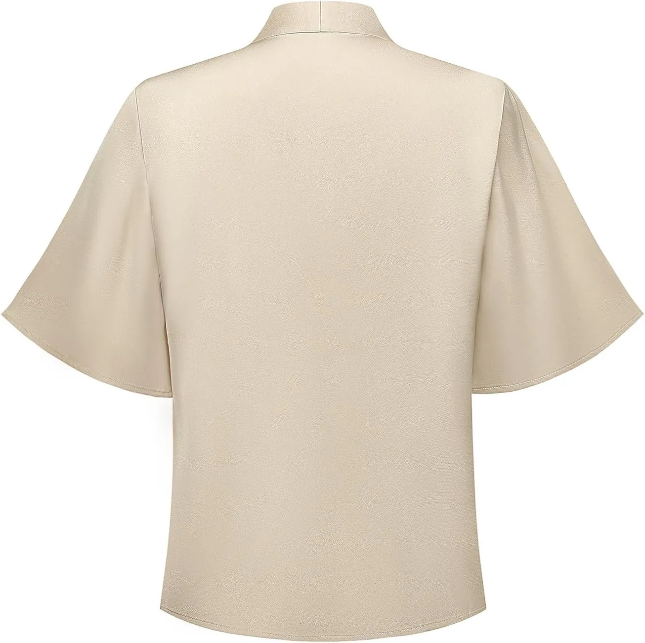 2025 Elegant Summer Women's Bow Collar Ruffle Short Sove Shirt Casual Shirt Top