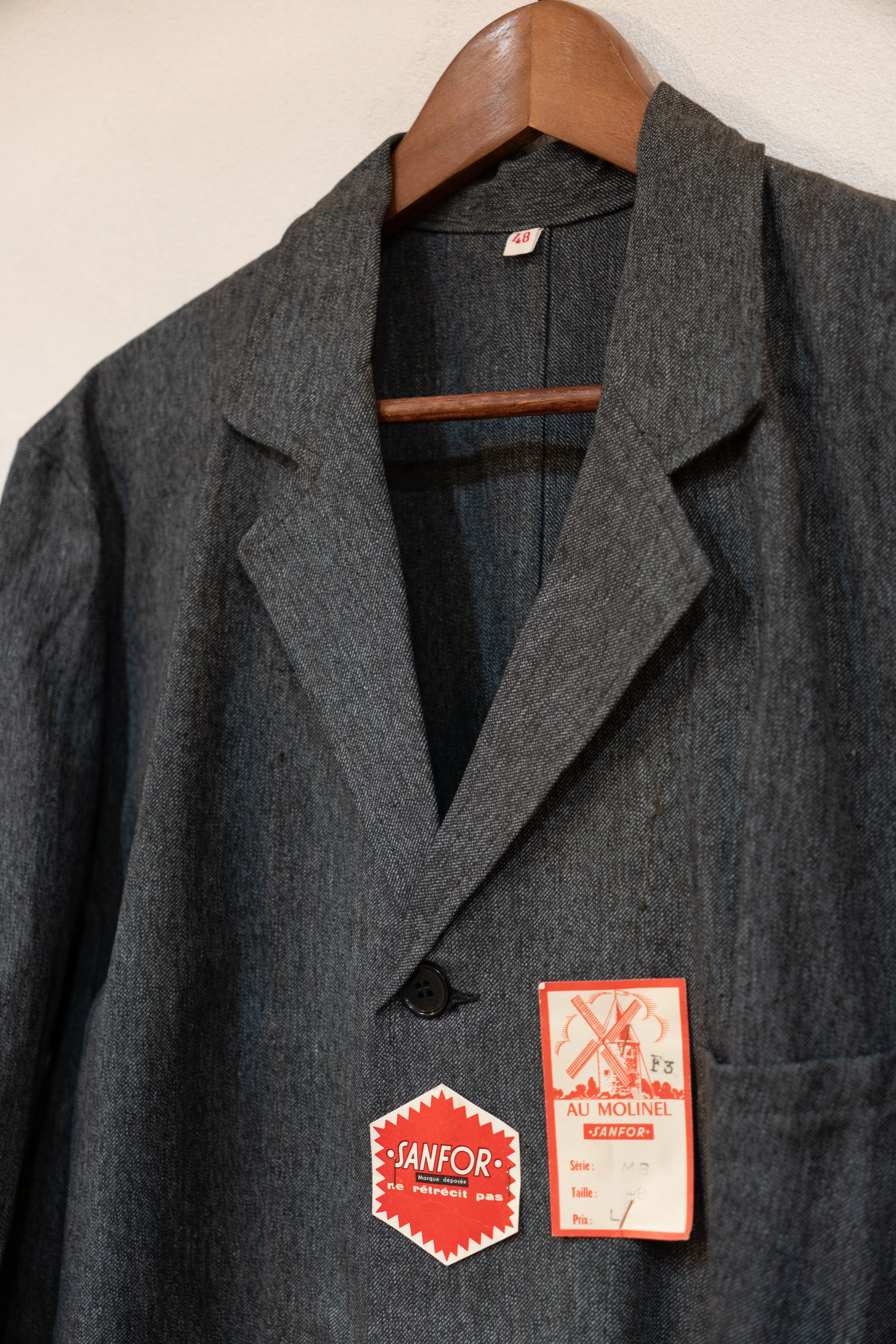 50-60s Black Chambray AtelierCoat "AU MOLINEL" DEAD STOCK