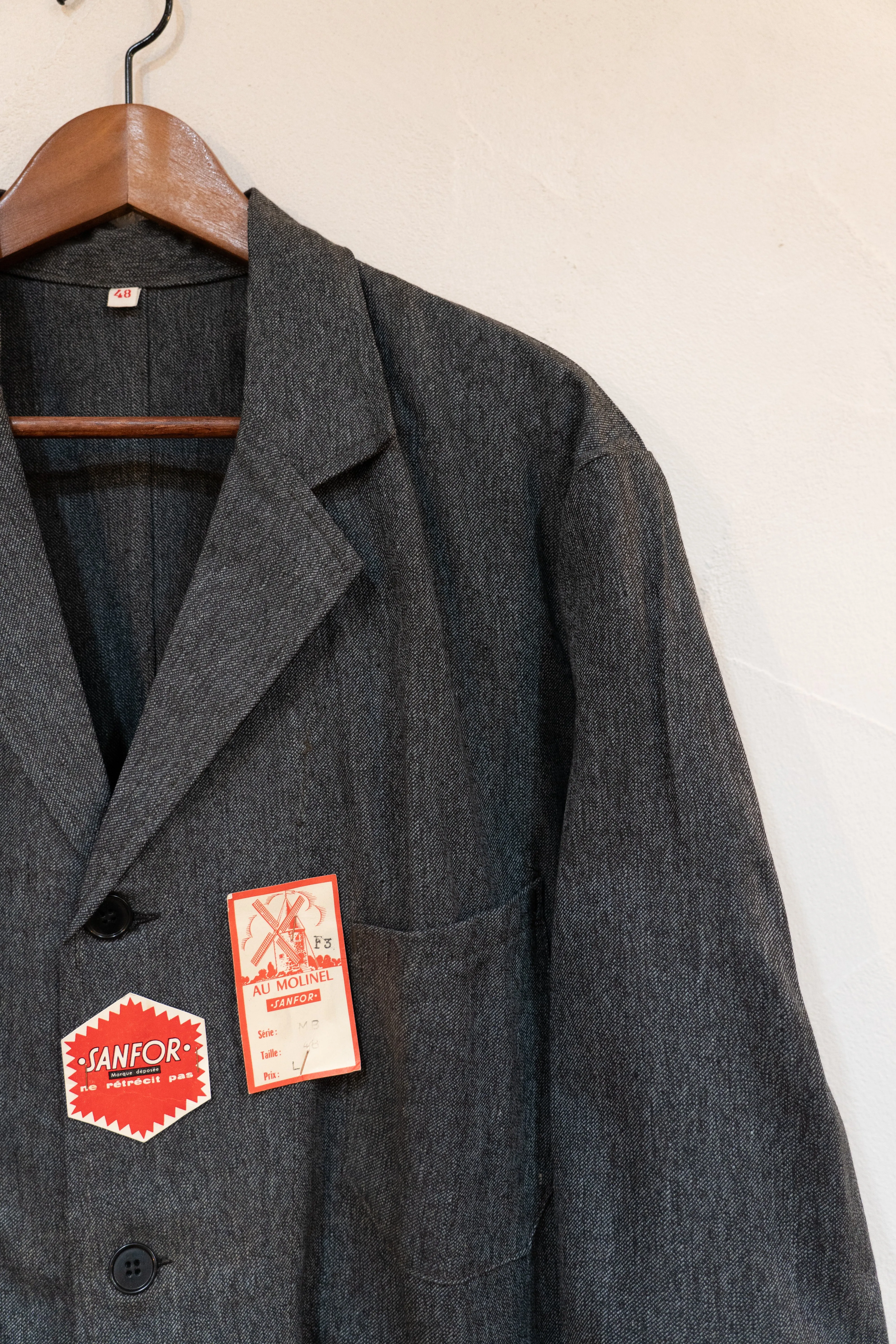 50-60s Black Chambray AtelierCoat "AU MOLINEL" DEAD STOCK