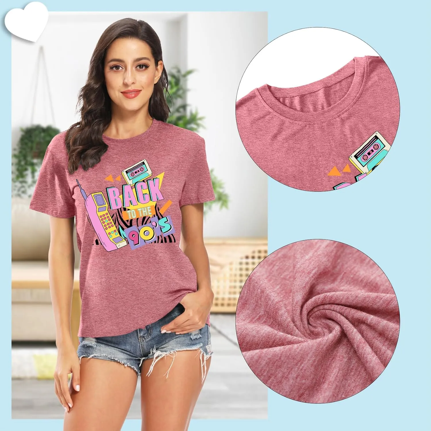 90s Shirt for Women Back to The 90's Shirt Vintage 1990s Theme Party Shirt Retro Casual Loose Tee Tops