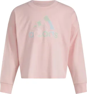 adidas Girls' Long Sleeve Waist Crew Tee T-Shirt