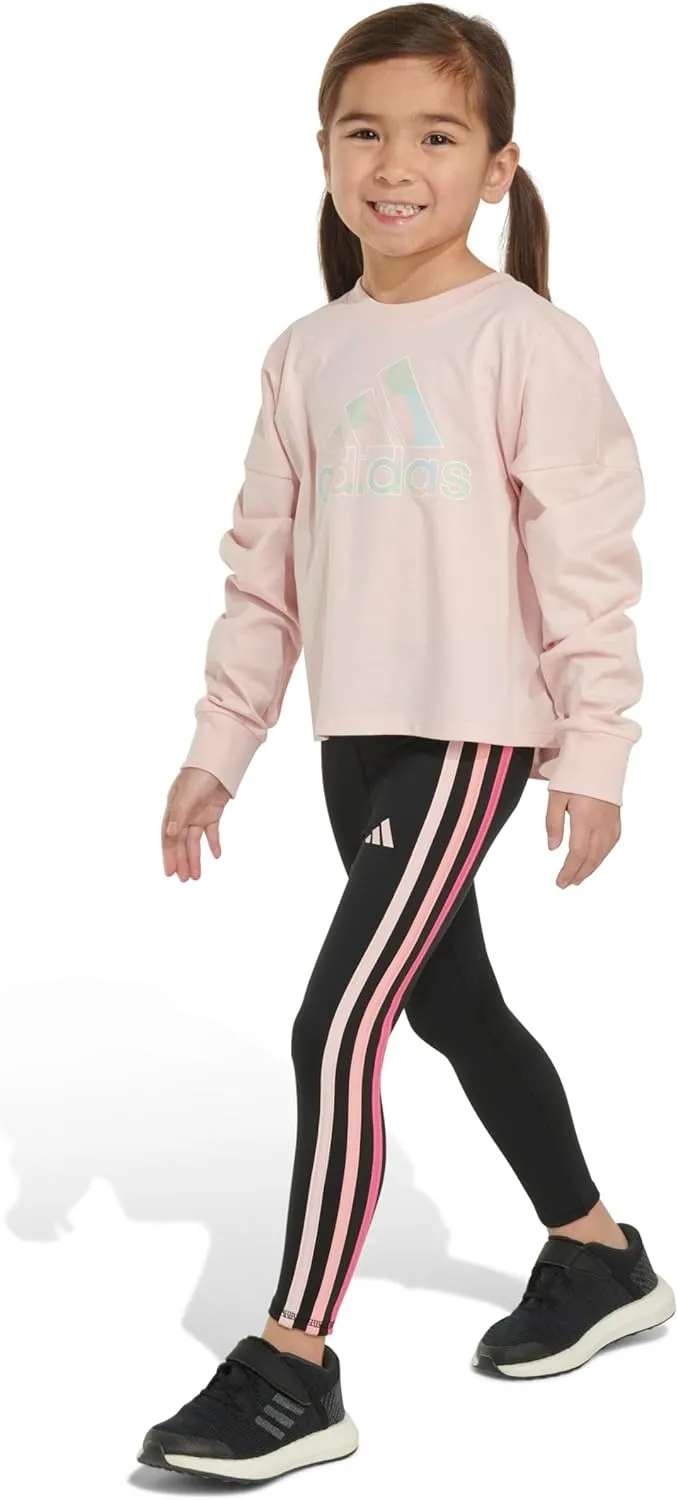 adidas Girls' Long Sleeve Waist Crew Tee T-Shirt