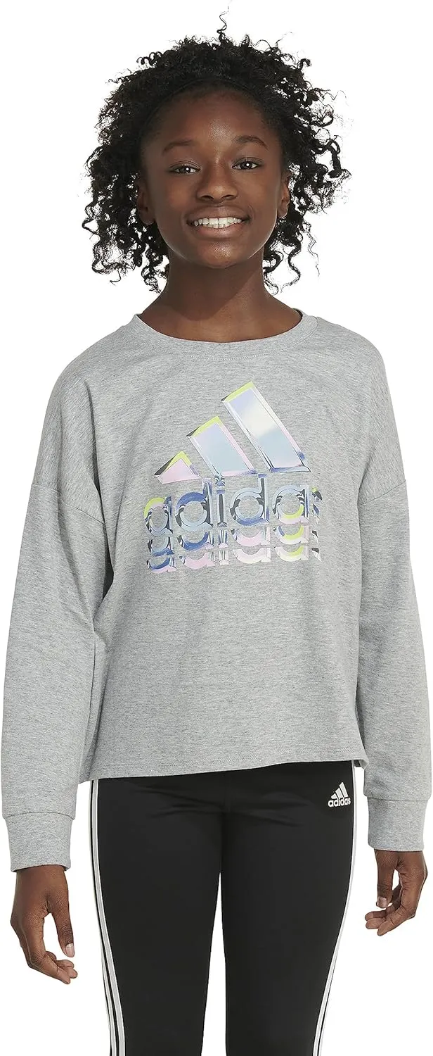 adidas Girls' Long Sleeve Waist Crew Tee T-Shirt