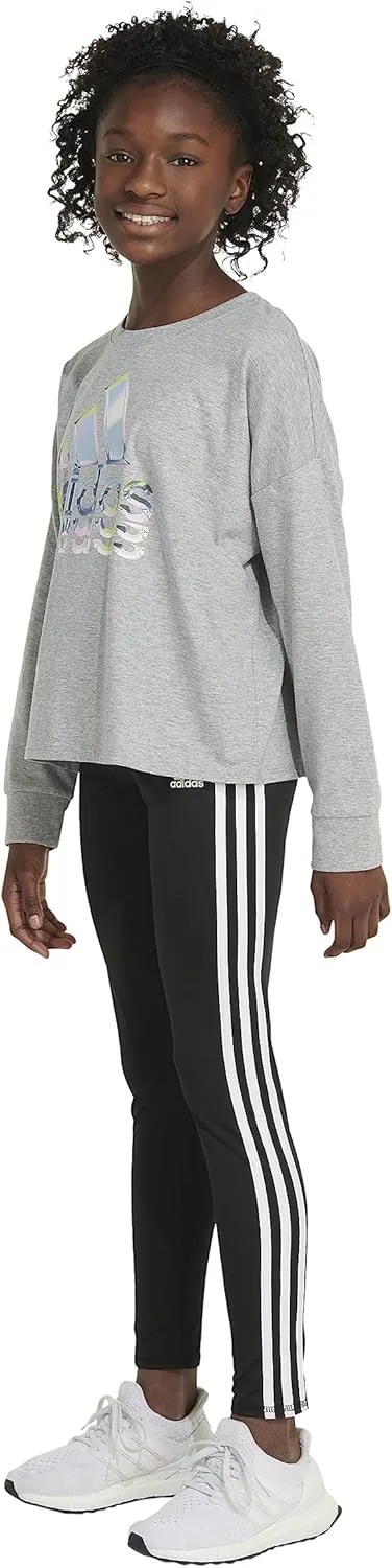 adidas Girls' Long Sleeve Waist Crew Tee T-Shirt