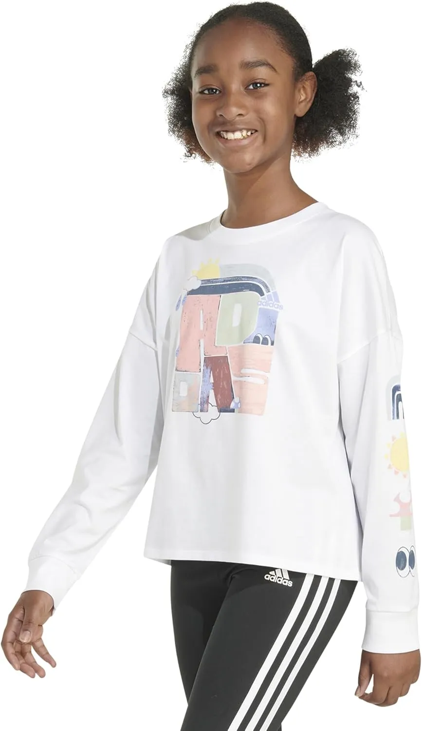 adidas Girls' Long Sleeve Waist Crew Tee T-Shirt