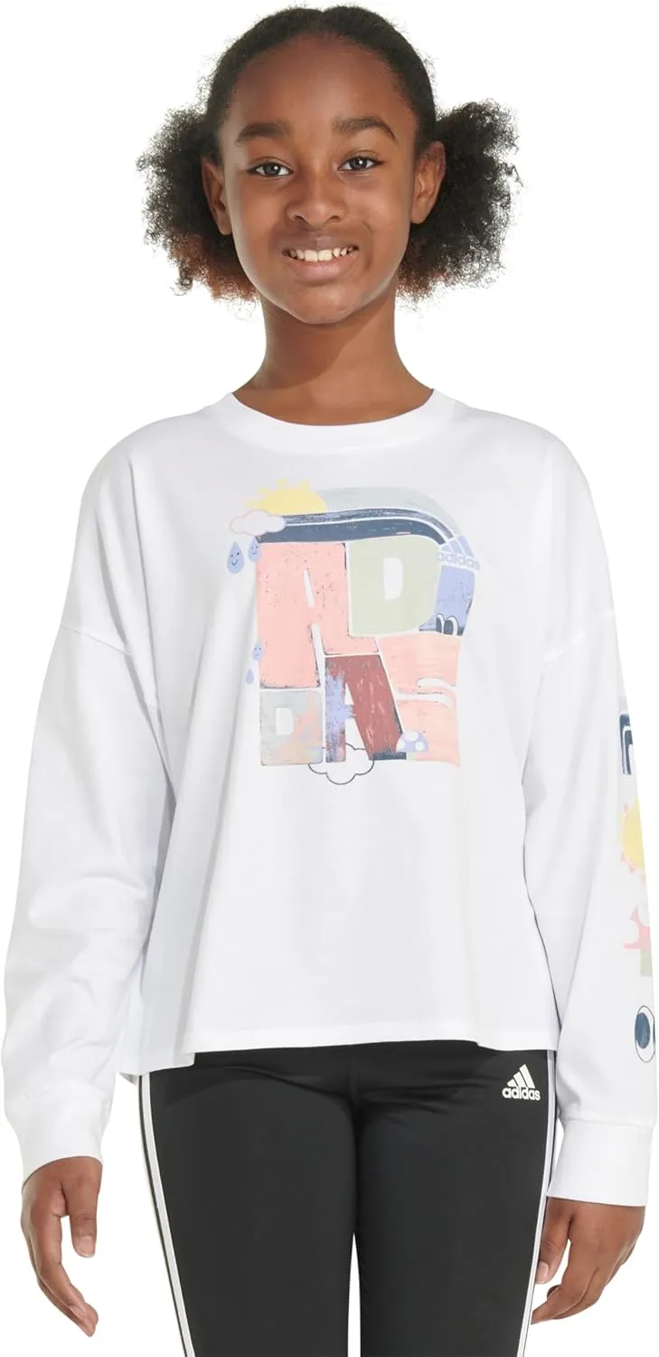 adidas Girls' Long Sleeve Waist Crew Tee T-Shirt