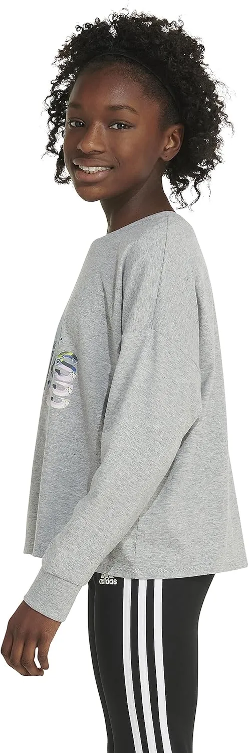 adidas Girls' Long Sleeve Waist Crew Tee T-Shirt