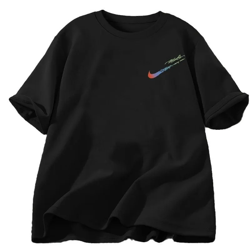 ARWEN& AJH GROUP 2024 New  مجموعة أروين Men's 210g Cotton Opaque Short-sleeved T-shirt Fashion Brand Round Neck Plus Size Summer Loose Internet Celebrity Bottoming Shirt Top