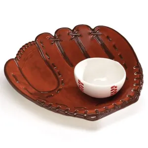 Baseball Glove and Ball Sports Serving Chip and Dip Set