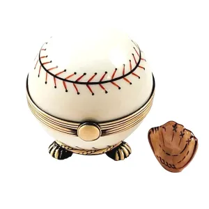 Baseball on Stand with a Removable Baseball Glove..
