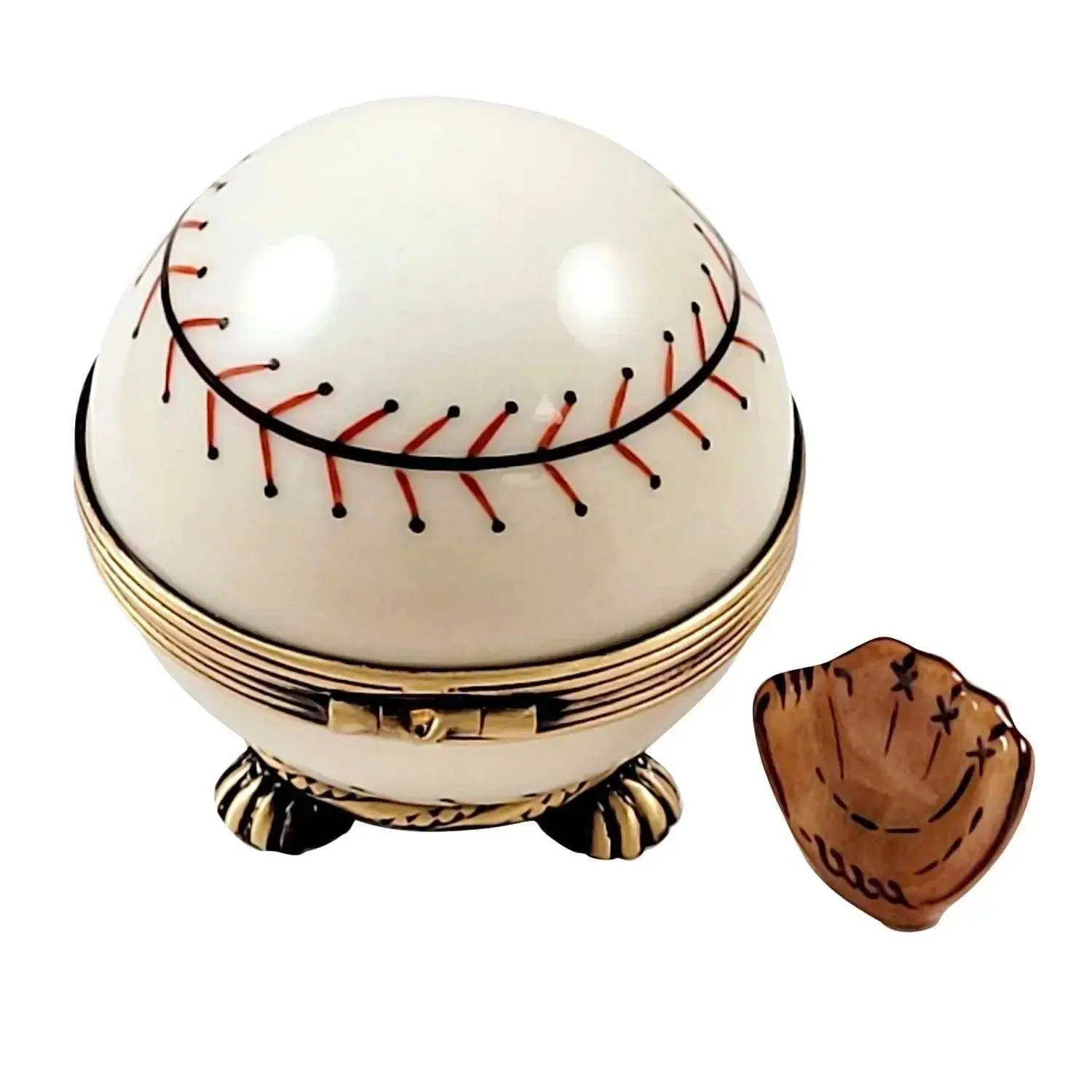 Baseball on Stand with a Removable Baseball Glove..