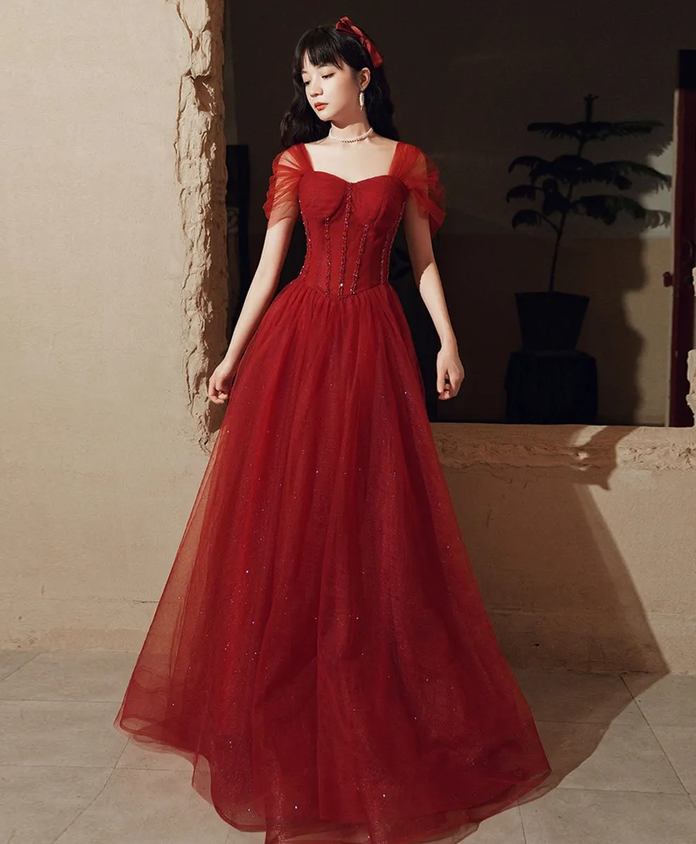 Black Tulle Lace Off Shoulder Long Prom Dress Black Evening Dress