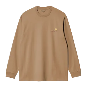 Carhartt WIP L/S American Script T-Shirt - Peanut