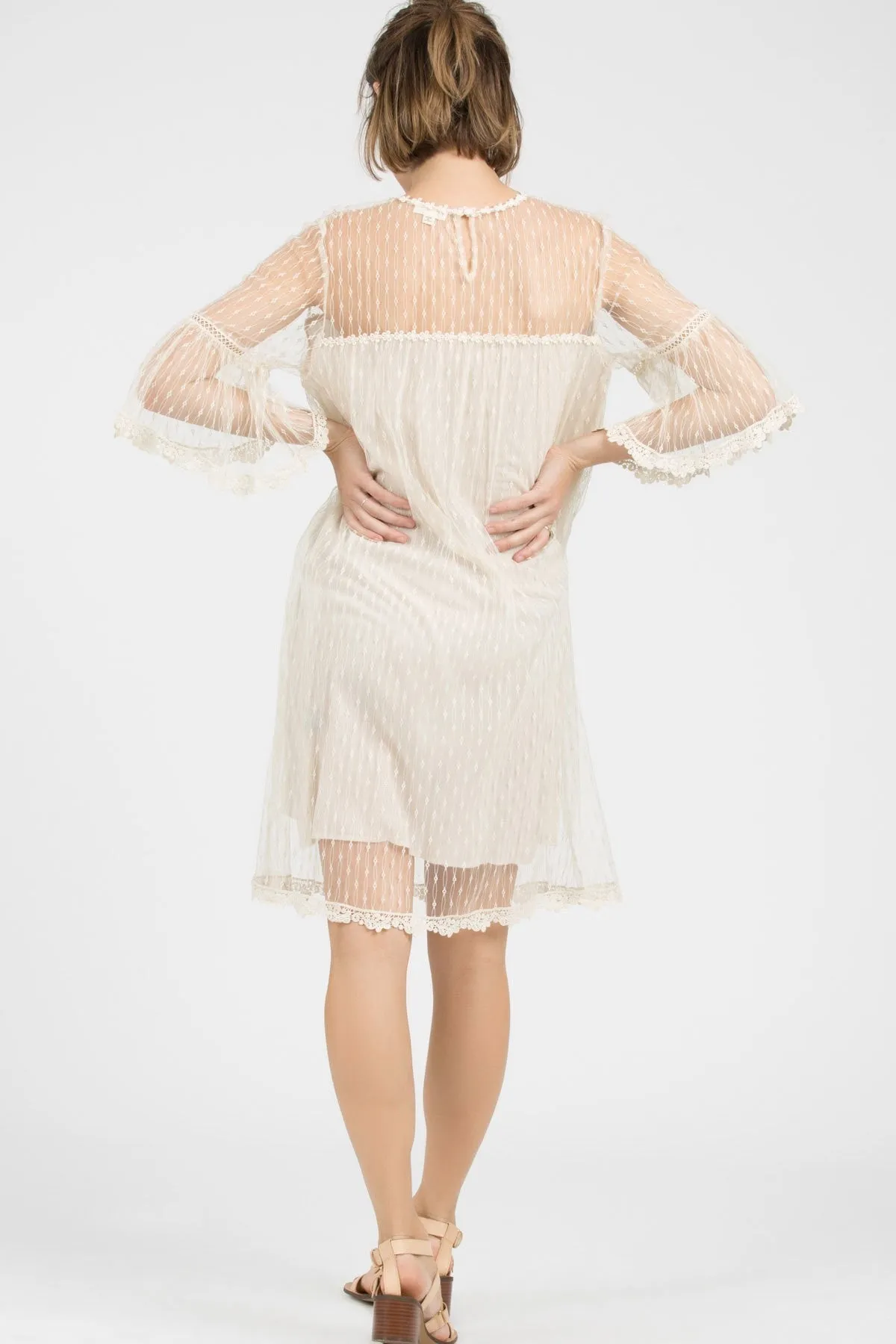 Cream Mid-length Lace Dress