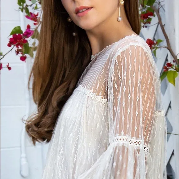 Cream Mid-length Lace Dress