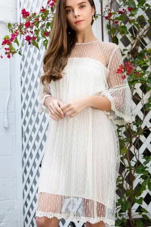 Cream Mid-length Lace Dress