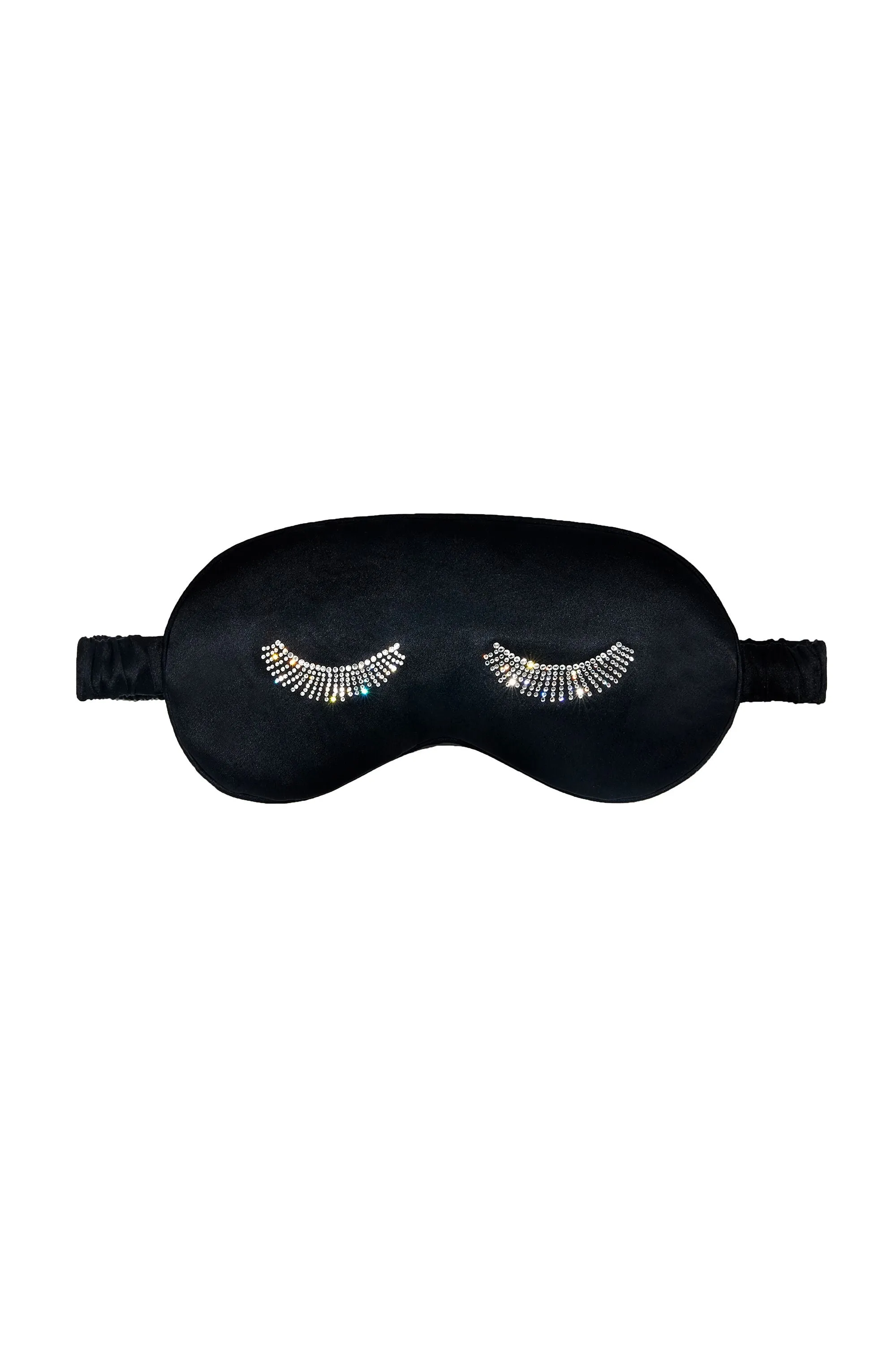 Crystal Embellished Black Silk Eye Mask