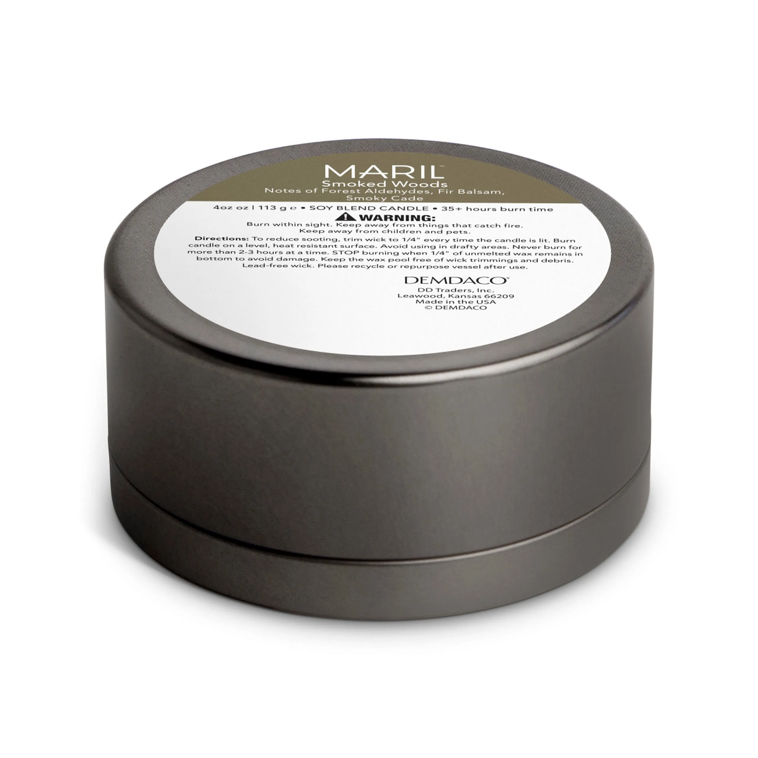 Demdaco MARIL Smoked Woods 4 oz Travel Candle