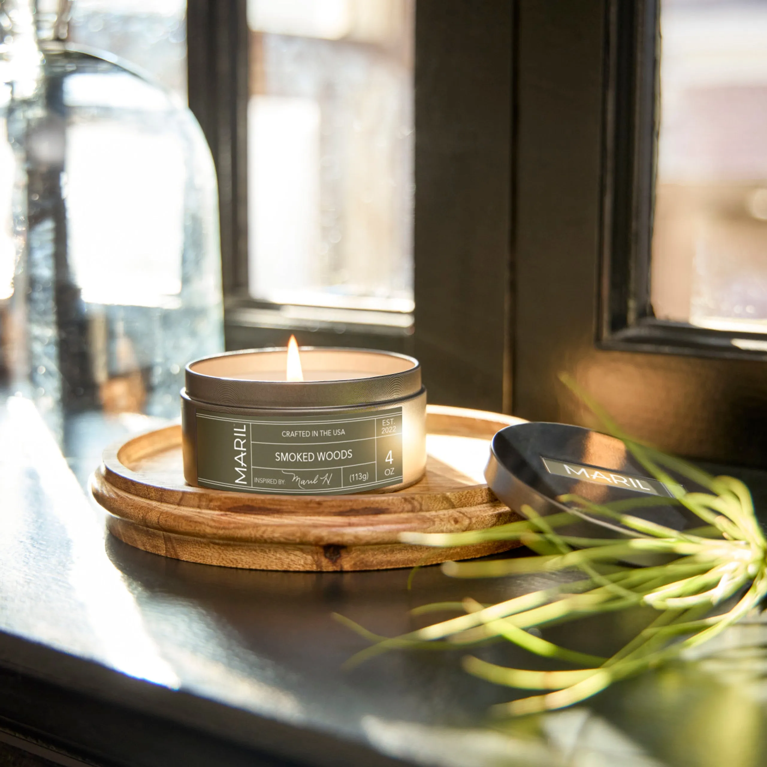 Demdaco MARIL Smoked Woods 4 oz Travel Candle