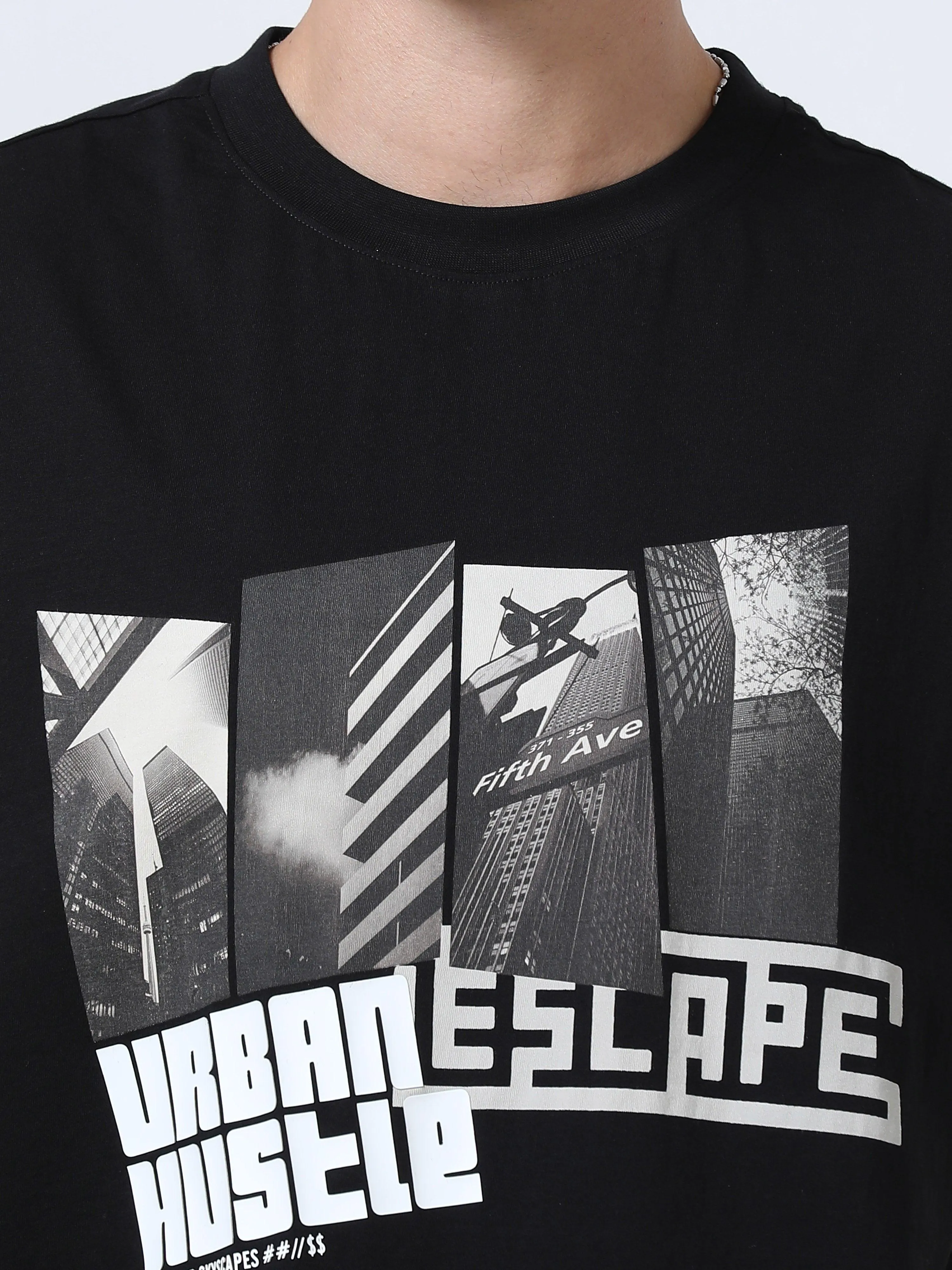 Escape Printed Sleeveless T-Shirt Black
