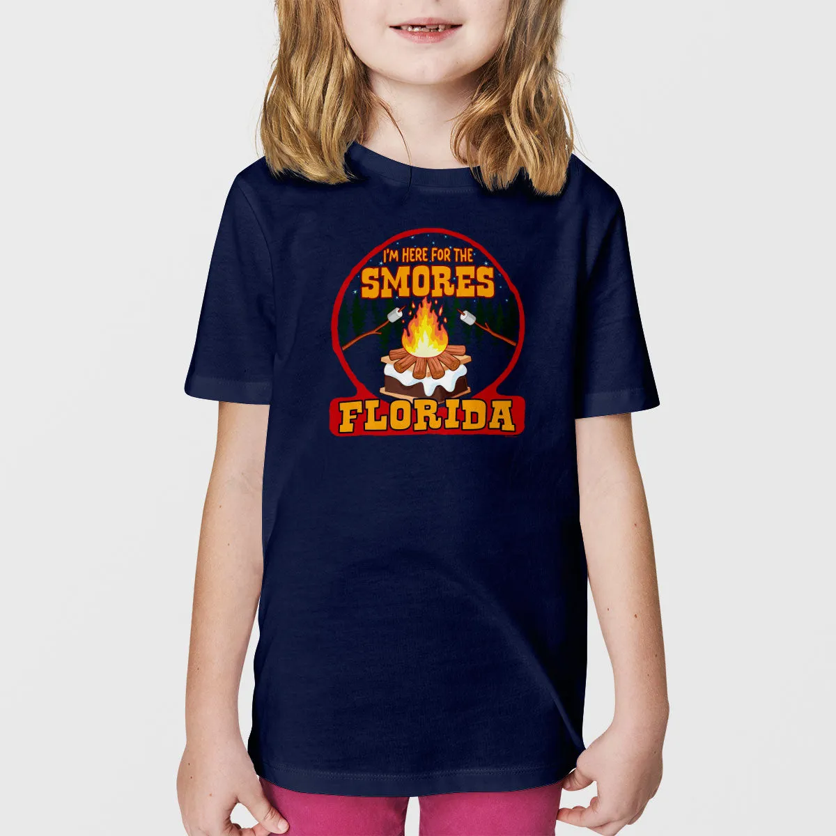 Florida Here For The S'mores T-Shirt, Youth Unisex XS-XL, Smores Campfire Fun, Camping, Travel
