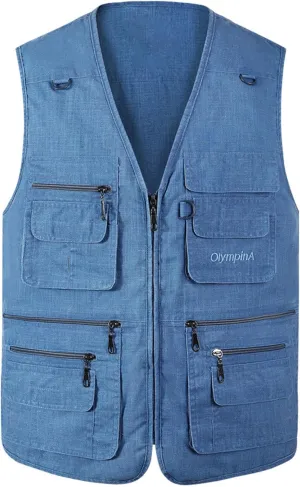 Flygo Mens Summer Outdoor Work Safari Fishing Travel Photo Vest with Pockets