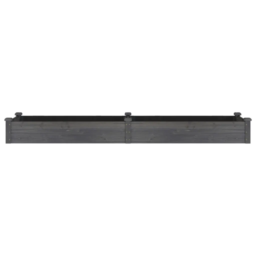 Garden Raised Bed with Liner Grey 240x60x25 cm Solid Wood Fir