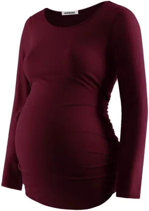 GINKANA Women's Baseball Crew Neck Flower Raglan Sleeve Maternity T-Shirt Top Pregnancy Shirt