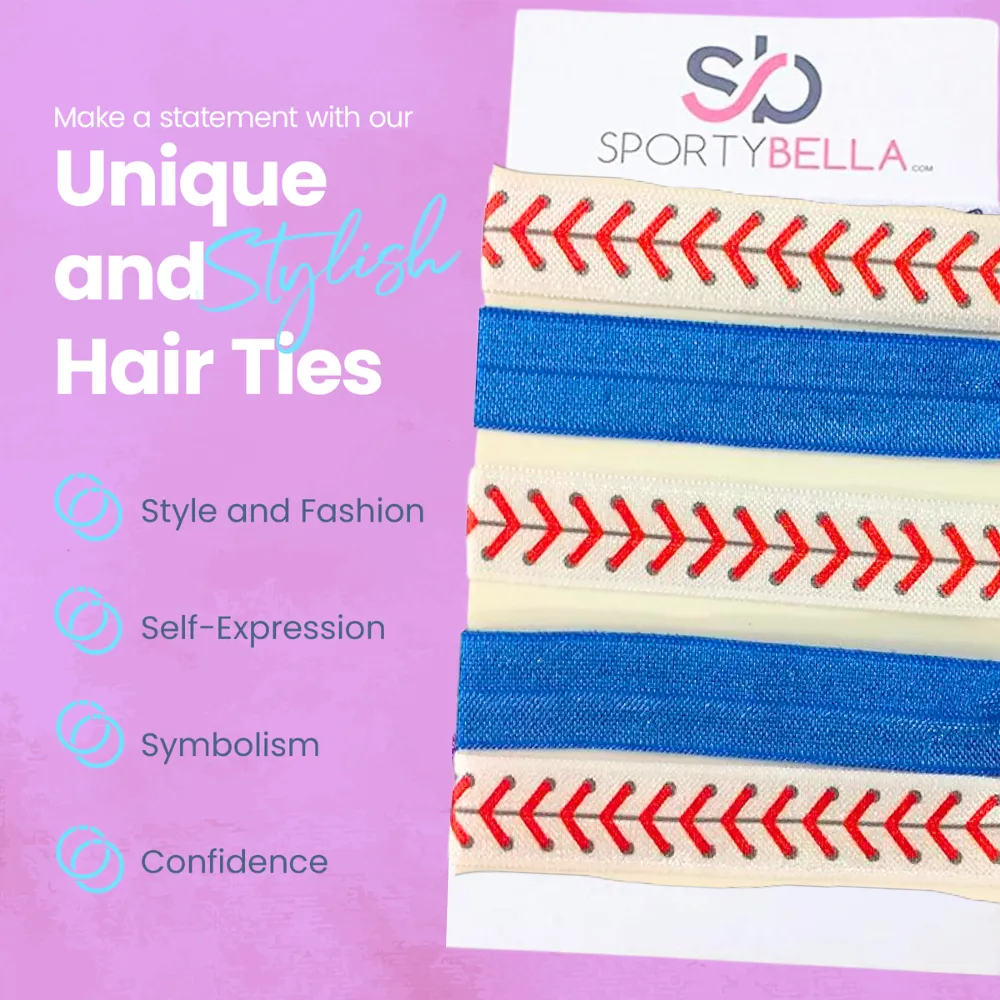 Girls Baseball Hair Ties Set- Blue