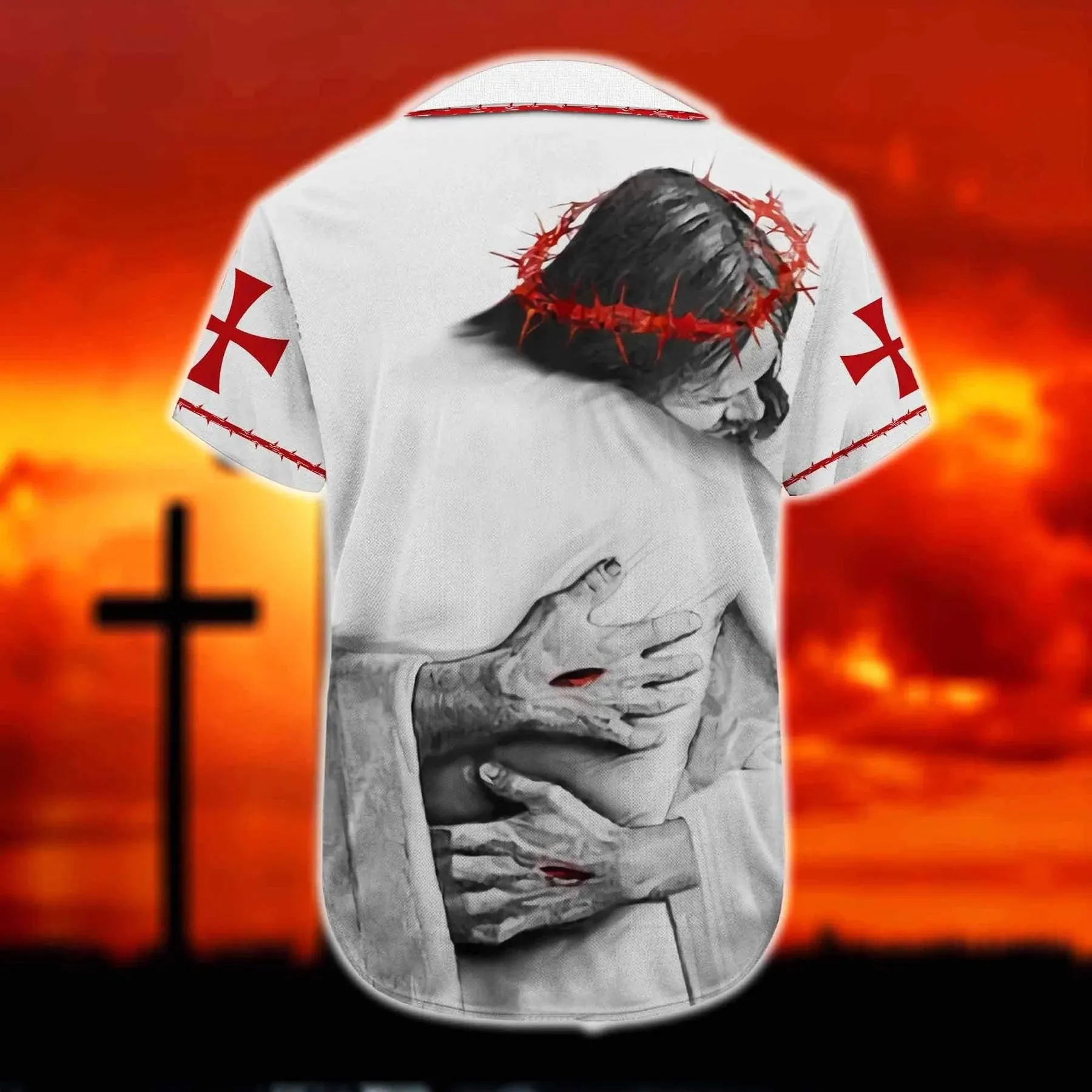 God Hug Baseball Jersey - God Is Love Custom Printed 3D Baseball Jersey Shirt For Men Women