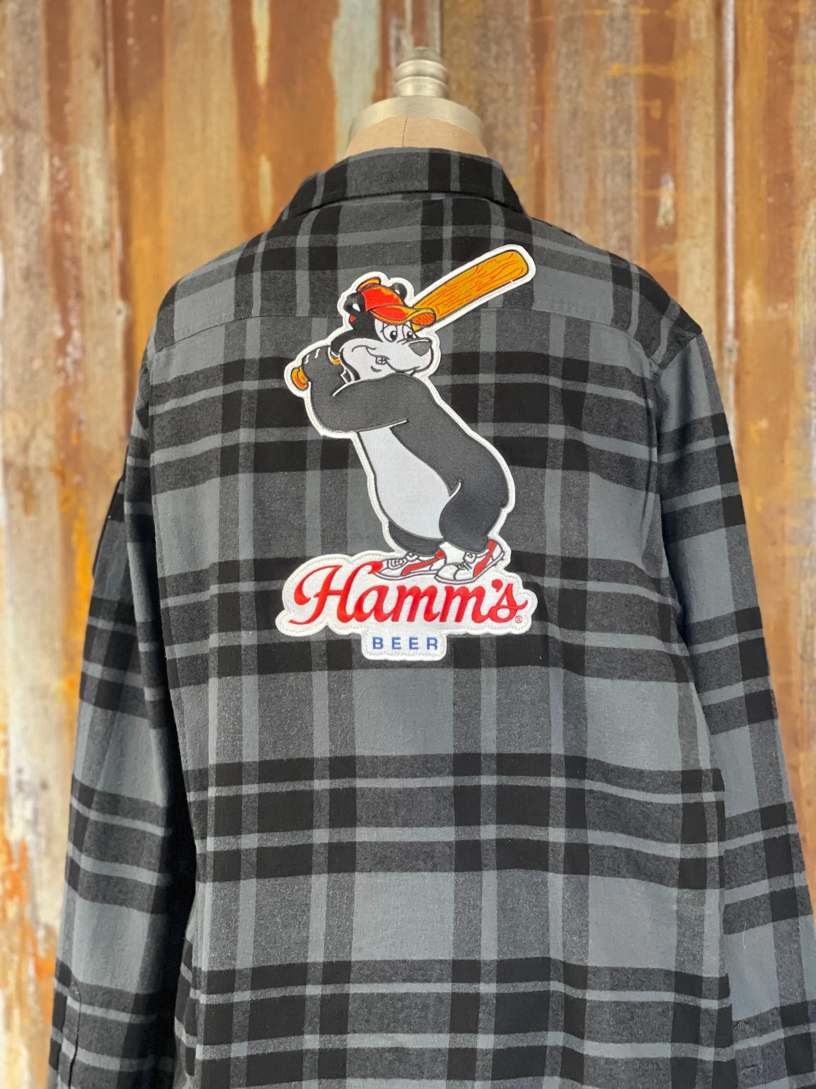 Hamm's Baseball Bear Flannel- Classic Black