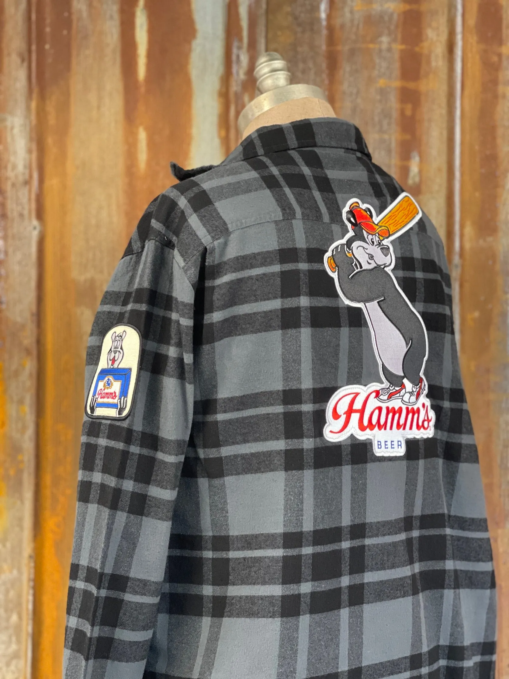 Hamm's Baseball Bear Flannel- Classic Black