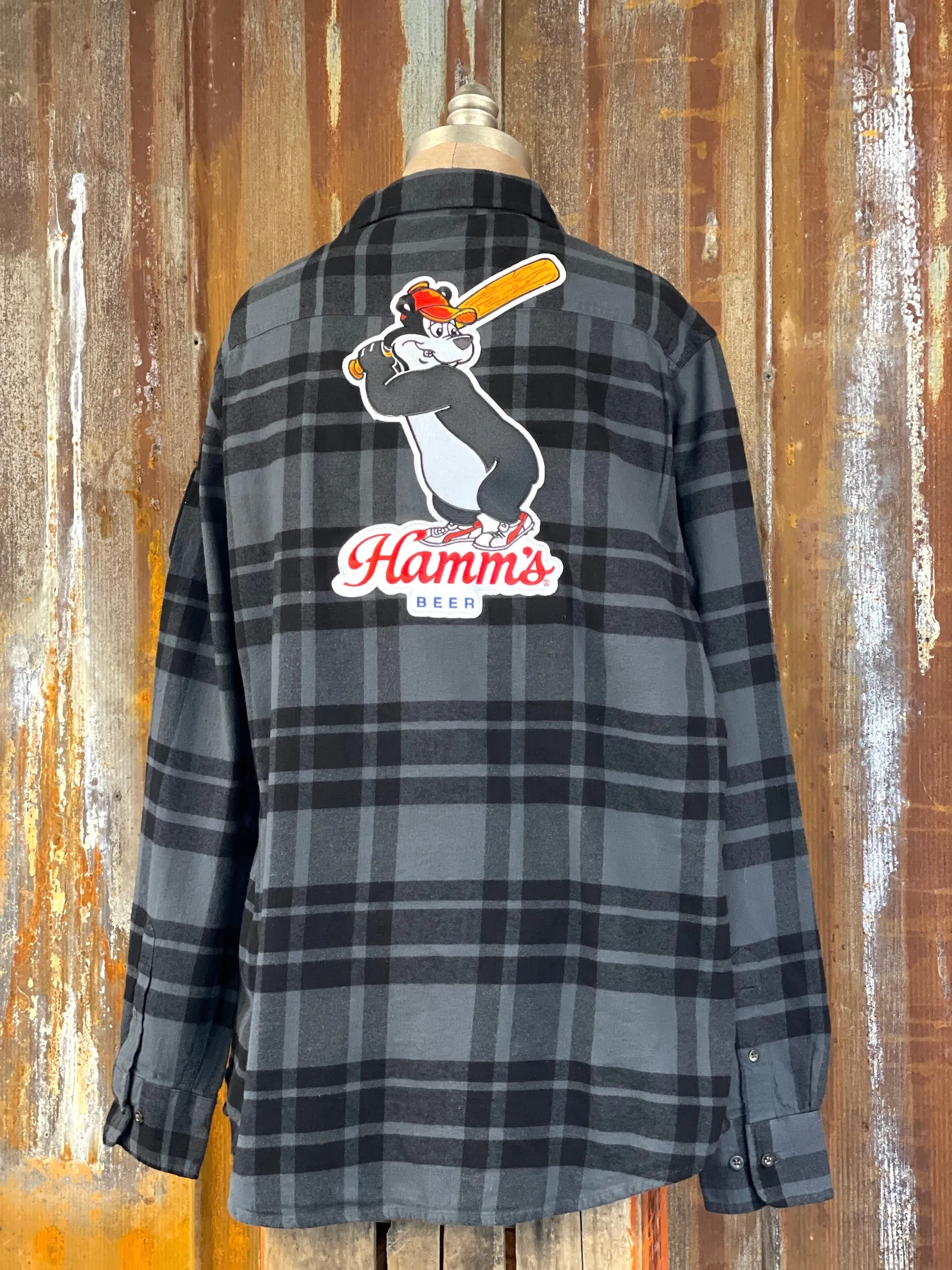 Hamm's Baseball Bear Flannel- Classic Black