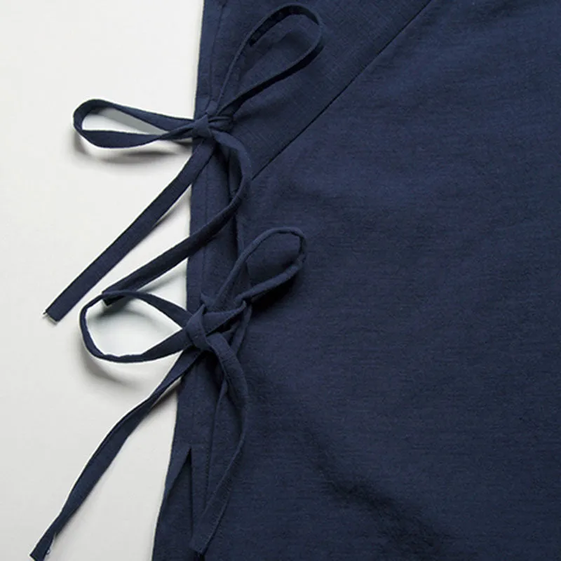 Japanese Style Large Slanted Breasted Waistcoat Vest Loose Thin Cotton Linen Vest