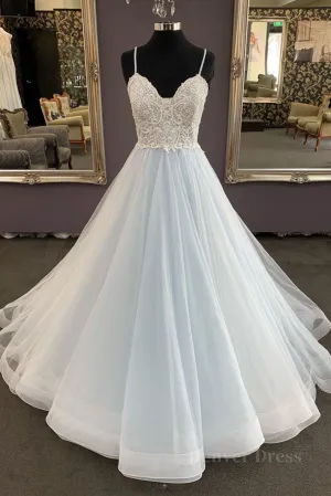kamahe Unique sweetheart tulle lace long prom dress, lace evening dress