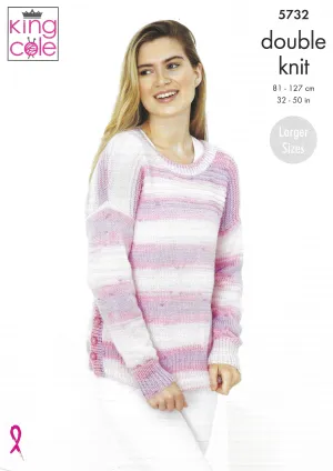 King Cole 5732 Ladies Sweater and Cardigan DK Knitting Pattern