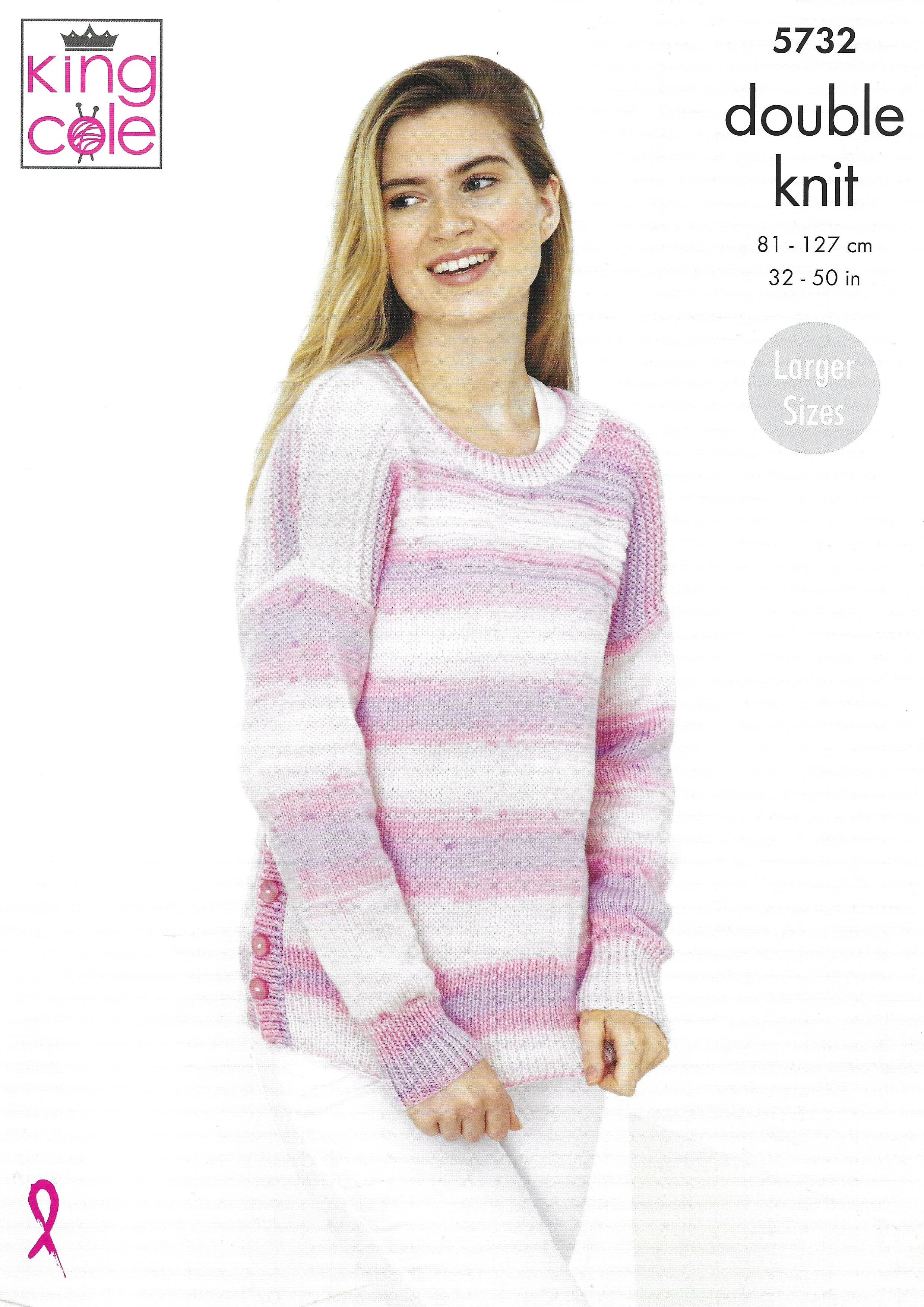 King Cole 5732 Ladies Sweater and Cardigan DK Knitting Pattern
