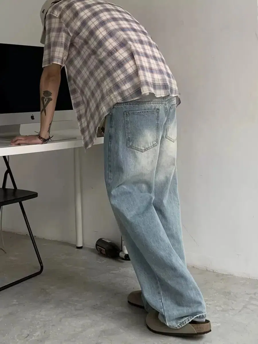 Knot Washed Effect Loose Jeans