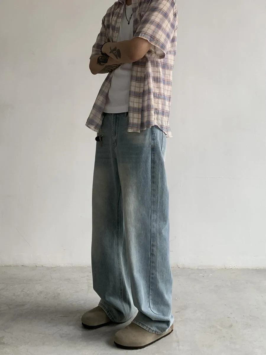 Knot Washed Effect Loose Jeans