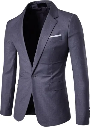 Linen Blazer Men One Button Slim Fit Sport Coat Business Daily Linen Blazer Mens Lightweight Jacket Cowboy Sports