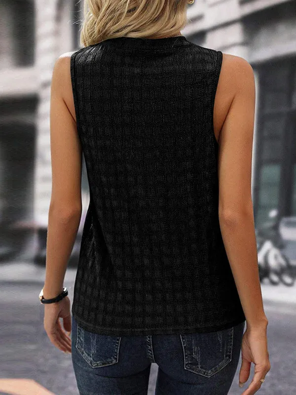 Loose Sleeveless Solid Color V-Neck Vest Top
