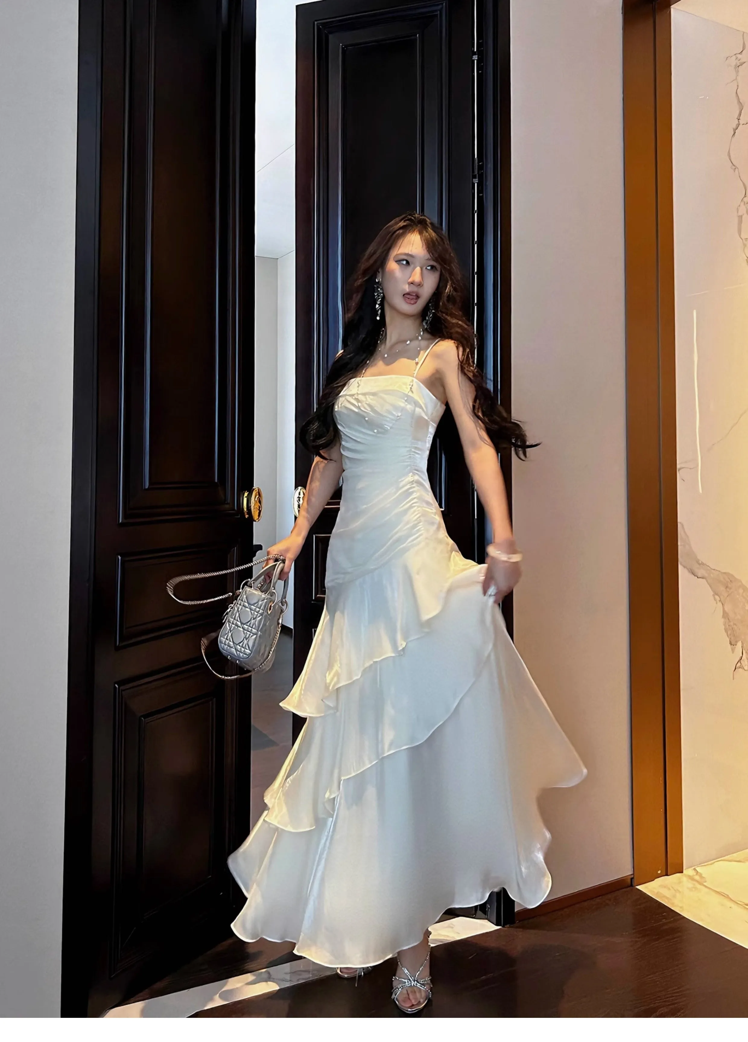 luxury spaghetti straps dress mermaid evening gowns birthday dress    S5932