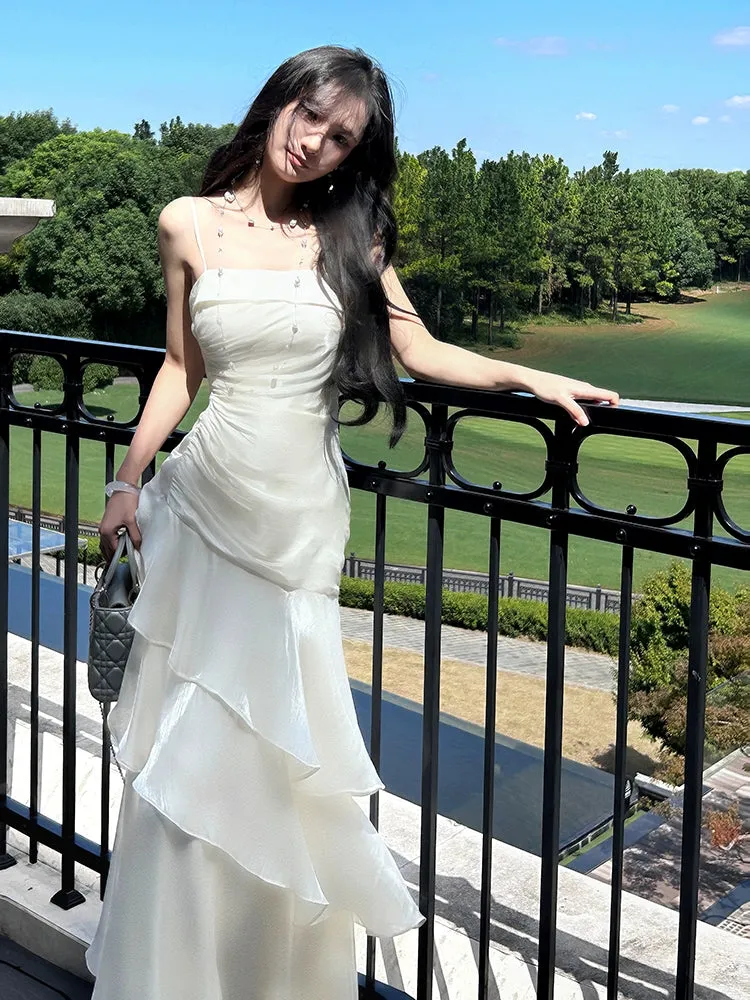 luxury spaghetti straps dress mermaid evening gowns birthday dress    S5932