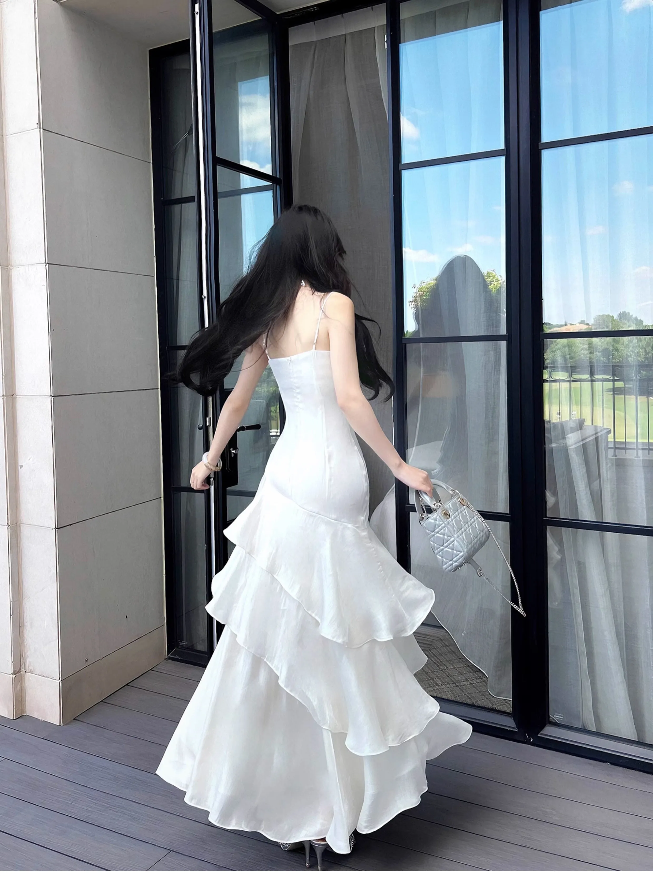luxury spaghetti straps dress mermaid evening gowns birthday dress    S5932