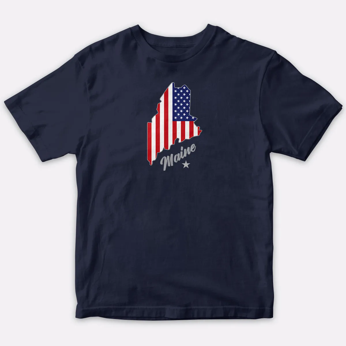 Maine State Flag Patriotic T-Shirt, 100% Cotton, Adult Unisex S-XXL