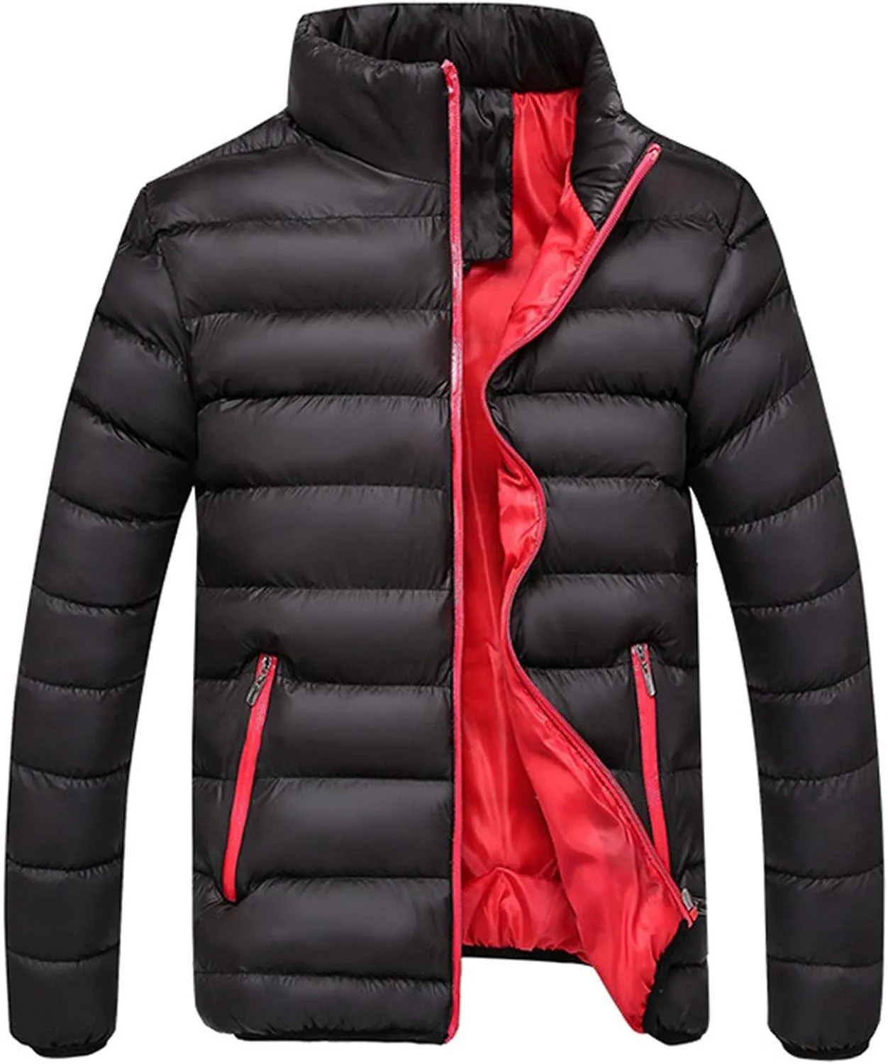 Men's Lightweight Puffer Jacket Packable Down Coat Stand Collar Quilted Jacket Slim Fit Insulated Jacket Winter Outwear