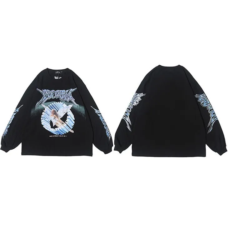 Men's Retro Angel Print Harajuku T-shirt