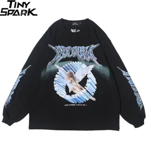 Men's Retro Angel Print Harajuku T-shirt