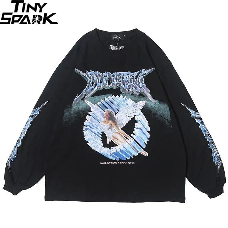 Men's Retro Angel Print Harajuku T-shirt